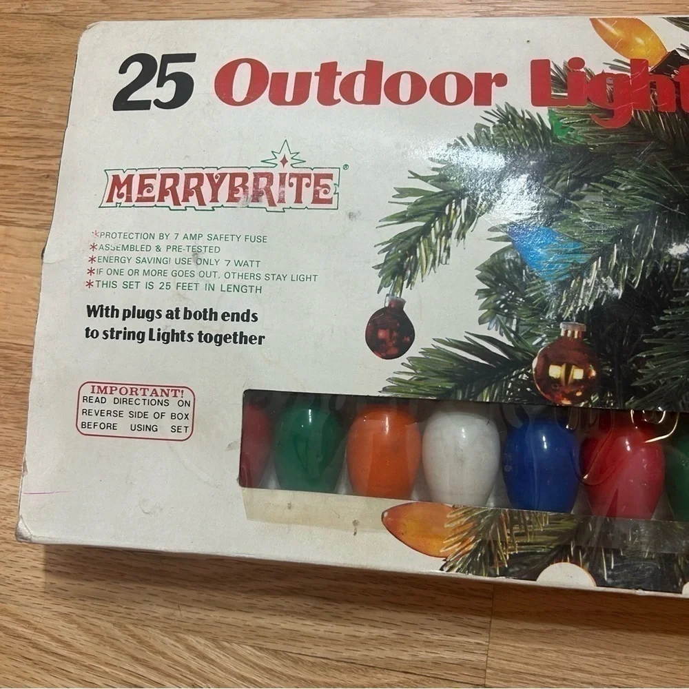 Vintage Merrybrite C9 Christmas Light Set 25 Bulbs Multi Color Holiday Decor